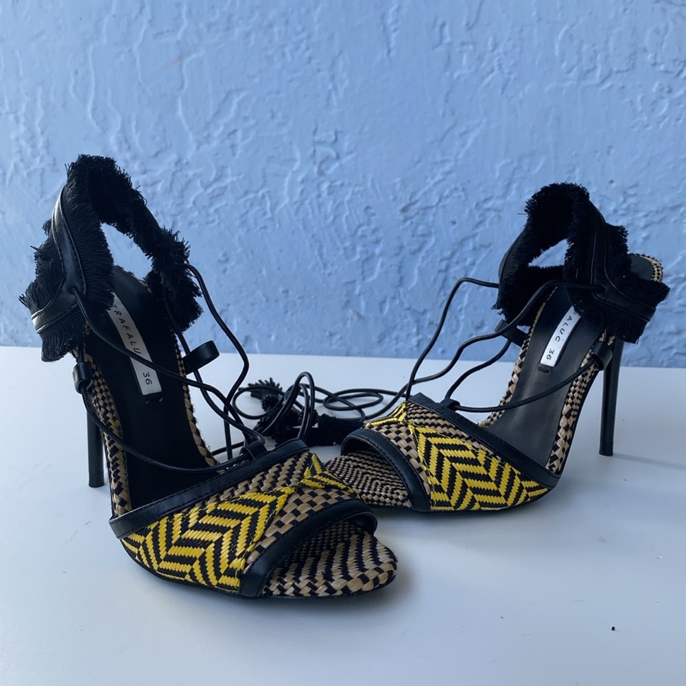Zara Tribal Woven Fringe Heels